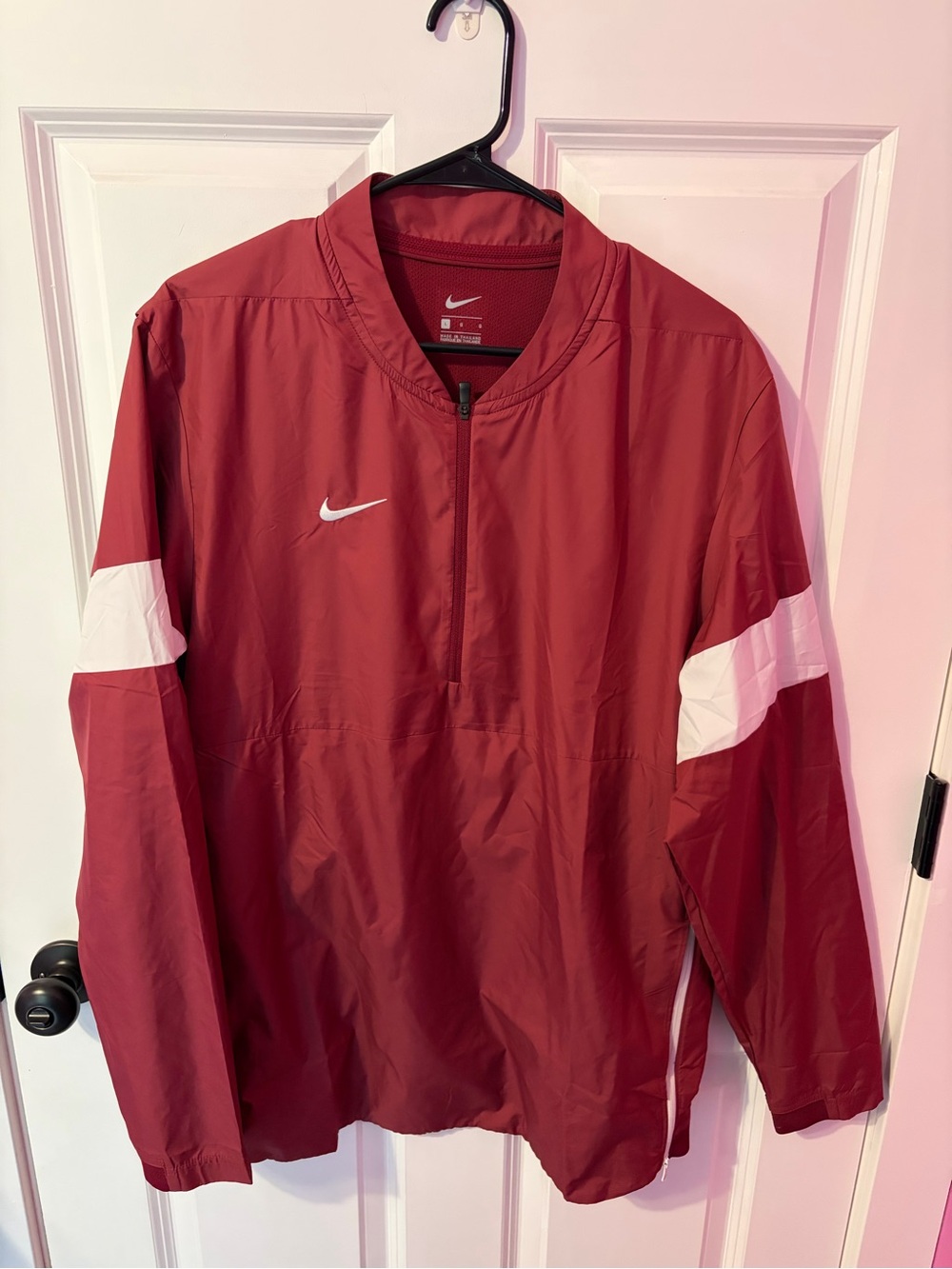Nike Men’s Maroon Pullover Windbreaker with White Accents